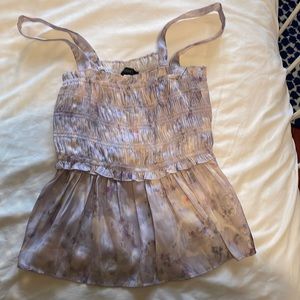 J Crew purple, tie dye tank, fabric is silky.